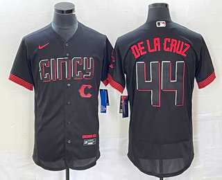 Men%27s Cincinnati Reds #44 Elly De La Cruz Black 2023 City Connect Flex Base Stitched Baseball Jersey1